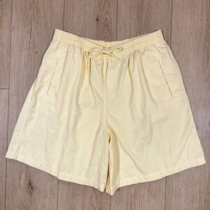 CB Casual Petite Womens PL Pastel Yellow Elastic Drawstring Shorts Vintage 90s